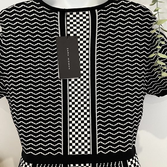 ZARA WOMENS SIZE M SHORT SLEEVE DRESS BLACK / WHITE BNWT (22-093) - Picture 12 of 15